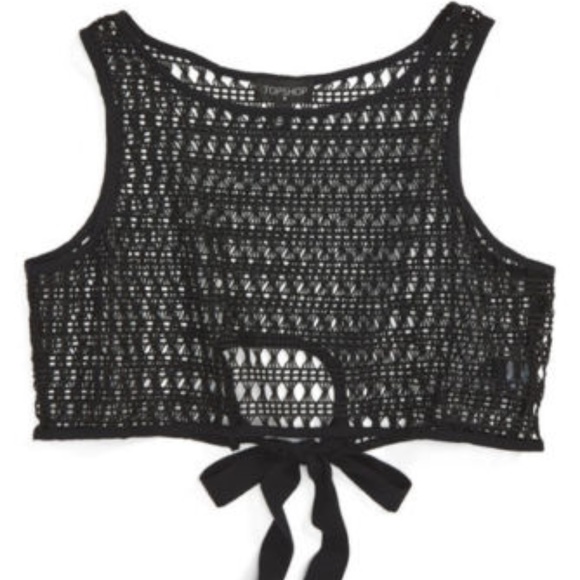 Top Shop Other - Topshop Lace Crop Top Coverup Tank